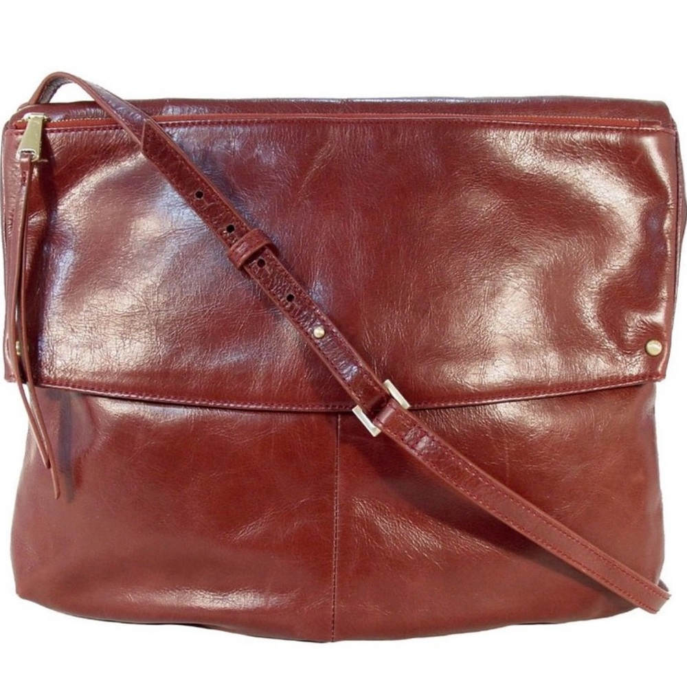 HOBO INTERNATIONAL Kerrigan $248 Large Mahogany Leather Cross Body Messenger Bag
